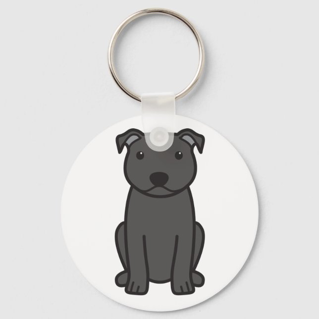 Staffordshire Bull Terrier Dog Cartoon Keychain (Front)