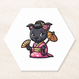 Staffordshire Bull Terrier Dog Kimono Paper Coaster