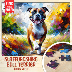 Staffordshire Bull Terrier Dog Portrait Acrylic Jigsaw Puzzle