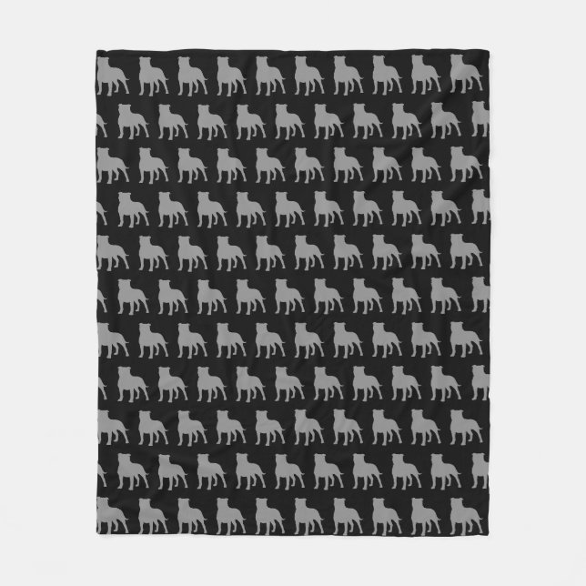 Staffordshire Bull Terrier Dog Silhouettes Pattern Fleece Blanket (Front)