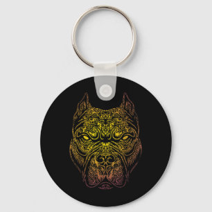 Staffordshire Bull Terrier Dog Tribal Tattoo Keychain