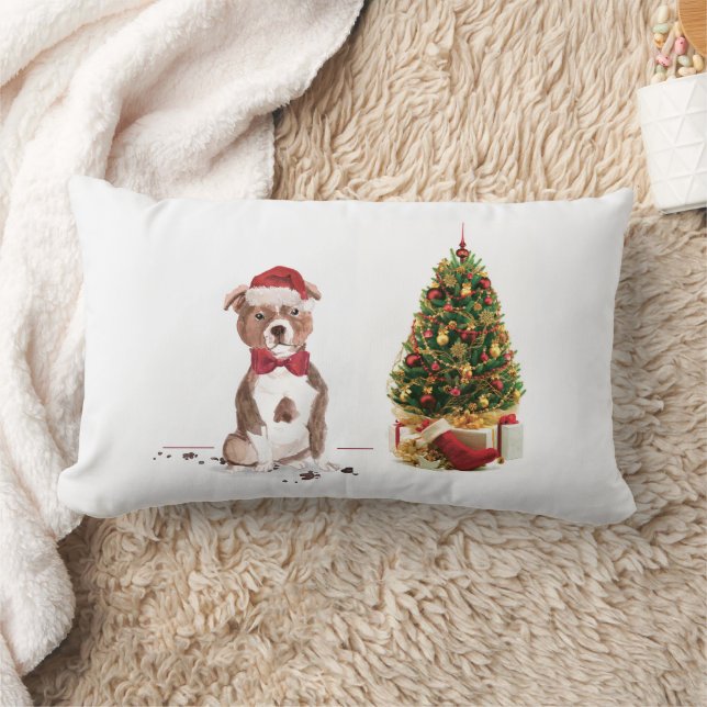 Staffordshire Bull Terrier Funny Christmas Dog Lumbar Pillow (Blanket)