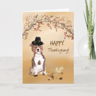 Staffordshire Bull Terrier Funny Hat Thanksgiving Card