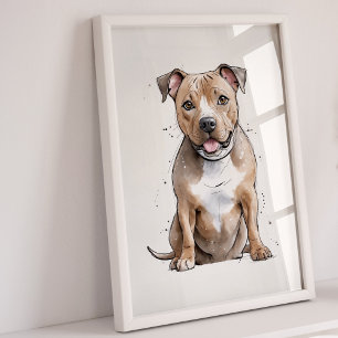 Staffordshire Bull Terrier   Impression d'art pour