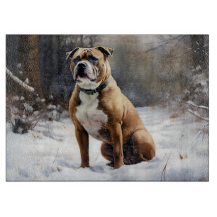 Staffordshire Bull Terrier Let It Snow Christmas Cutting Board