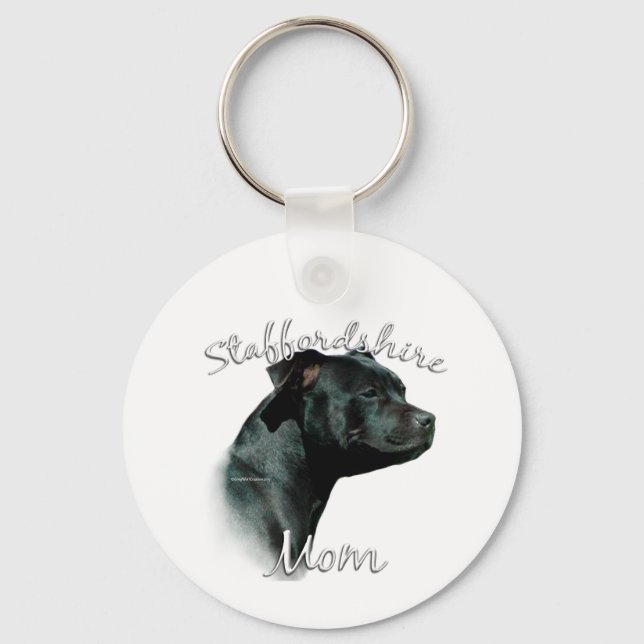 Staffordshire Bull Terrier Mom 2 Keychain (Front)