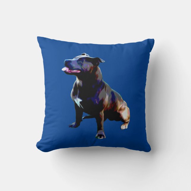 Staffordshire Bull Terrier Painted, Cushion (Front)