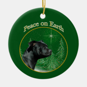 Staffordshire Bull Terrier Peace Ceramic Ornament