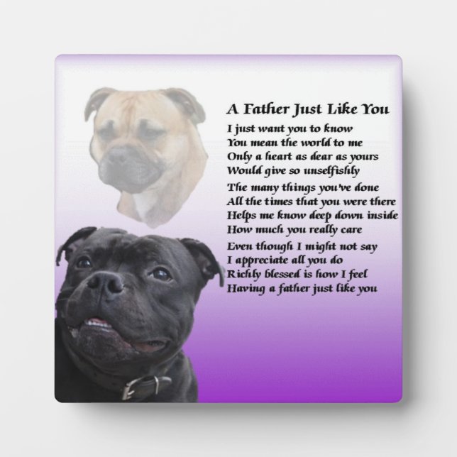 Staffordshire Bull Terrier Père Poème Plaque (Devant)