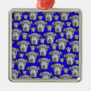 Staffordshire Bull Terrier Puppy Pattern, Metal Ornament