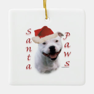 Staffordshire Bull Terrier Santa Paws Ceramic Ornament