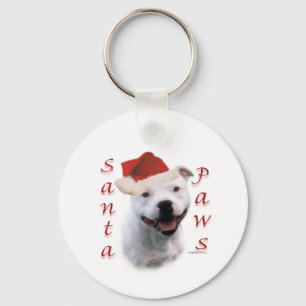 Staffordshire Bull Terrier Santa Paws Keychain