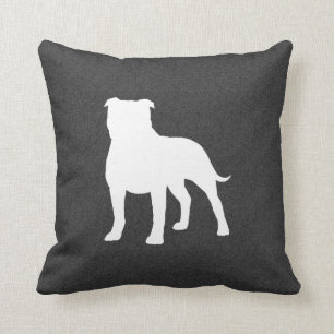 Staffordshire Bull Terrier Silhouette Throw Pillow