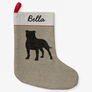 Staffordshire Bull Terrier Silhouette with Text Small Christmas Stocking