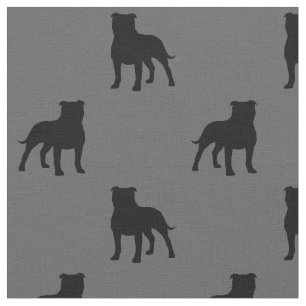 Staffordshire Bull Terrier Silhouettes Dog Pattern Fabric