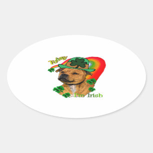 Staffordshire Bull Terrier St Patricks Oval Sticker