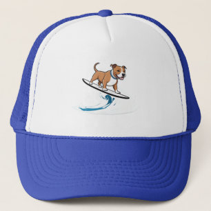 Staffordshire Bull Terrier Surfing The Waves, Trucker Hat
