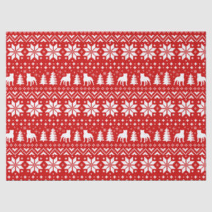Staffordshire Bull Terriers Christmas Pattern Red Tissue Paper