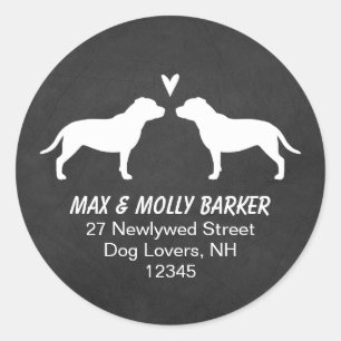 Staffordshire Bull Terriers Love Return Address Classic Round Sticker