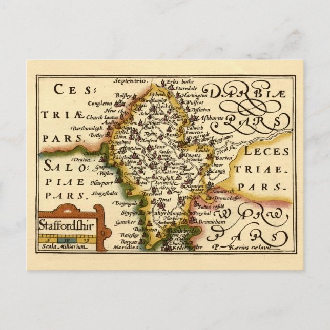 Staffordshire Comté Angleterre Ancienne carte Anti (Devant)