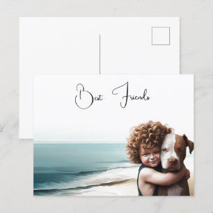 Staffordshire Pitbull & Boy Keepsaké carte postale