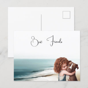 Staffordshire Pitbull & Girl Keepsake Postcard Art