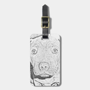Staffordshire Puppy Pencil Drawing, Luggage Tag