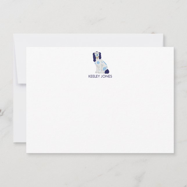 Staffordshire Spaniel Personalized Flat Note Card (Front)