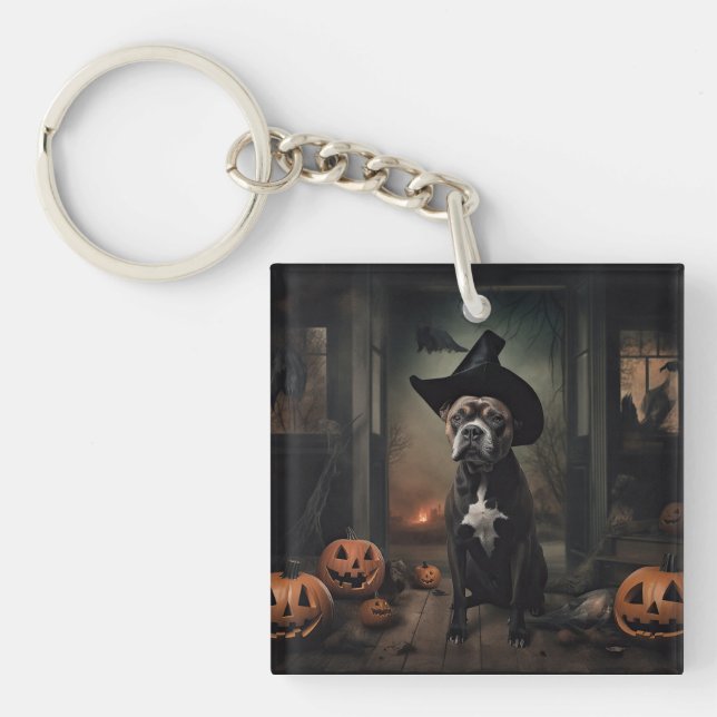 Staffordshire Terrier Citrouilles Halloween effray (Devant)