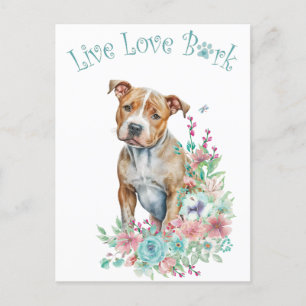 Staffordshire Terrier Dog Mom Floral Postcard