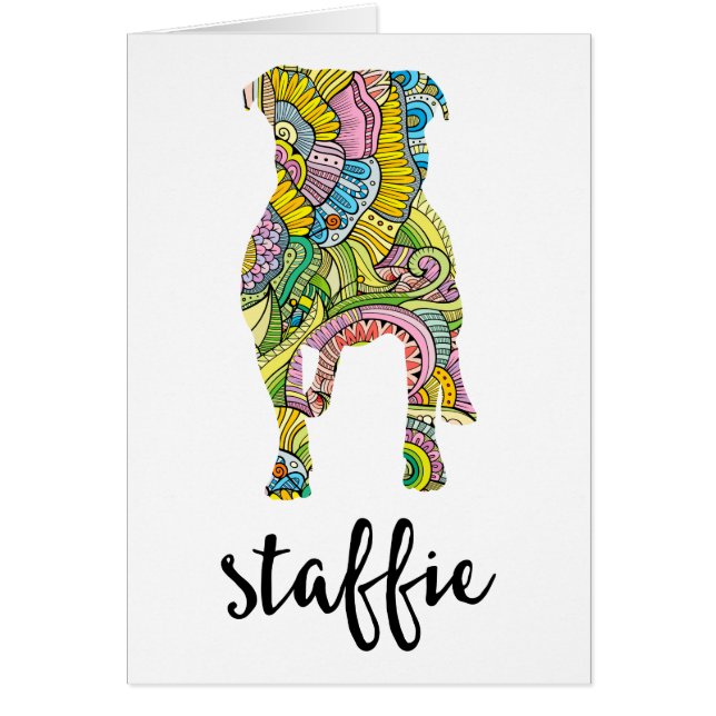 Staffordshire Terrier Floral Pattern Silhouette (Front)
