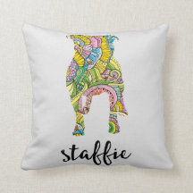 Staffordshire Terrier Floral Pattern Silhouette