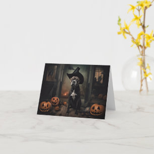 Staffordshire Terrier Pumpkins Halloween Scary  Card