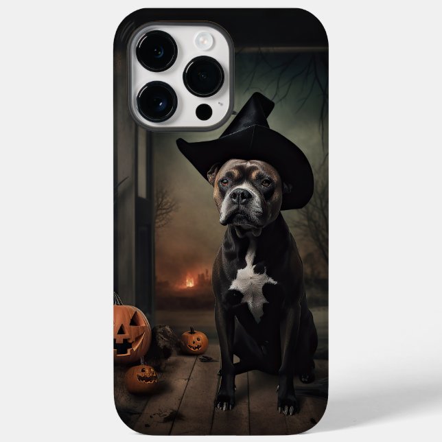 Staffordshire Terrier Pumpkins Halloween Scary  Case-Mate iPhone Case (Back)