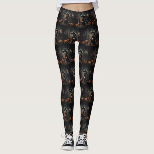 Staffordshire Terrier Pumpkins Halloween Scary  Leggings