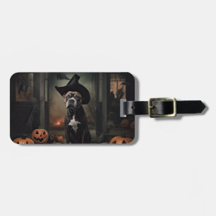 Staffordshire Terrier Pumpkins Halloween Scary  Luggage Tag