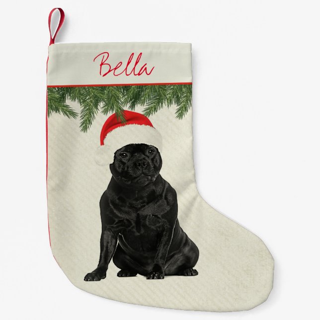 Staffordshire Terrier Vintage Style Small Christmas Stocking (Front)