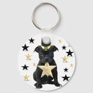 Stafforfshire bull terrier puppy keychain