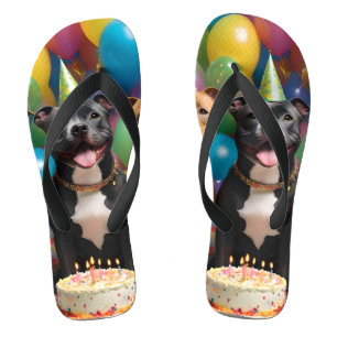 Staffy Birthday Party With Cake Balloons, Flip Flops