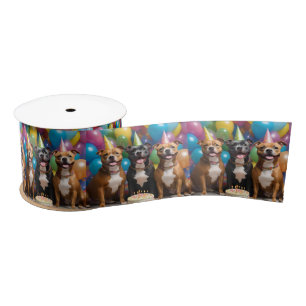 Staffy Birthday Party With Cake Balloons, Satin Ribbon