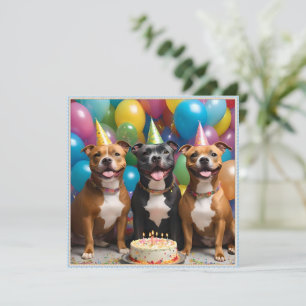 Staffy Birthday Party With Cake Balloons, Save The Date