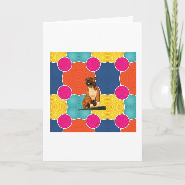 Staffy bright colours card (Front)