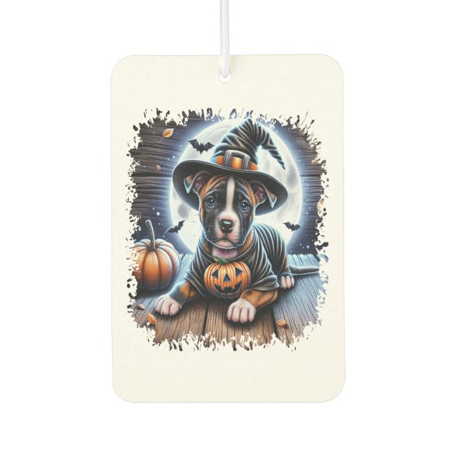 Staffy Dog Halloween Square Air Freshener (Front)