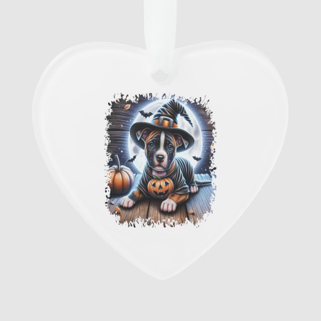 Staffy Dog Halloween Square Ornament (Front)