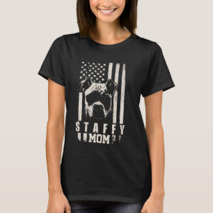 Staffy Dog Mom American Flag Gifts for Women Mama T-Shirt