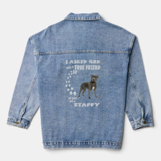 Staffy Dog Mom Stafford Dad Staffordshire Bull Ter Denim Jacket