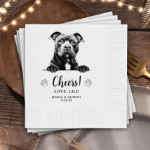 Staffy Dog Personalized Hand Drawing Cheers