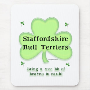 Staffy Heaven; Staffordshire St. Patrick's day Mouse Pad