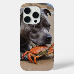 Staffy Is Friends With A Beach Crab, iPhone 15 Pro Case