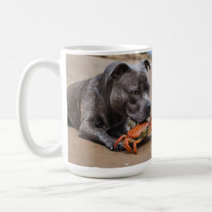 Staffy Is Friends With A Beach Crab, Coffee Mug